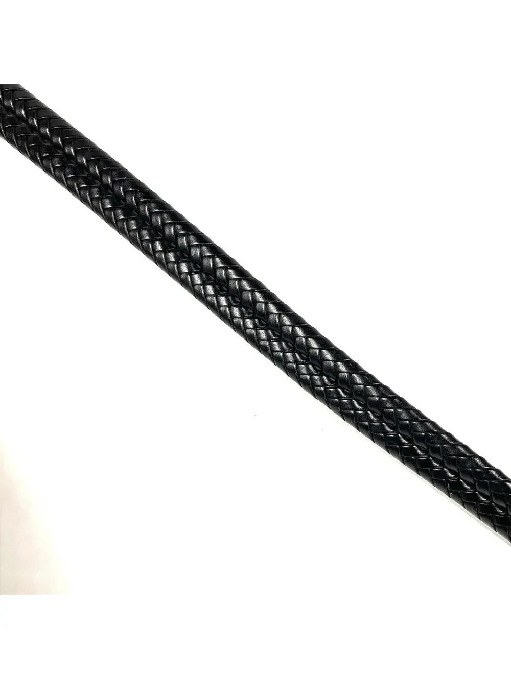 Fossil Braided Belt Mens 44 Black 100% Leather Silver Buckle Worn Adjustable